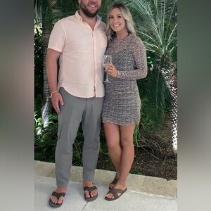 Abercrombie & Fitch Black and Cream Floral Long Sleeve Dress